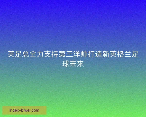 英足总全力支持第三洋帅打造新英格兰足球未来